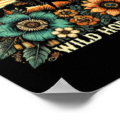 サンセット女性のカーボーイ乗馬ワイルドフラワーワイルドホ ポスター (角)