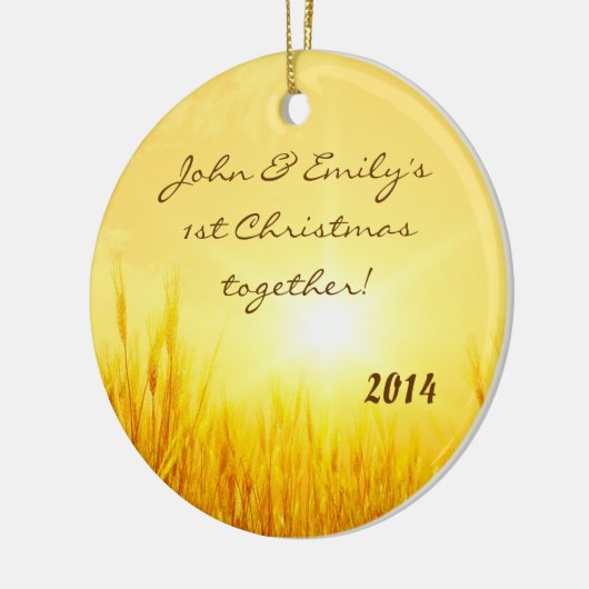 サンセット小麦の国パーソナライズされた名オーナメント セラミックオーナメント (左)