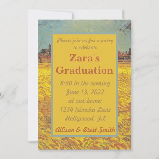 サンセット小麦フィールズ卒業招待状 招待状 (正面)