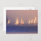 サンセット帆船写真 ポストカード (正面/裏面)