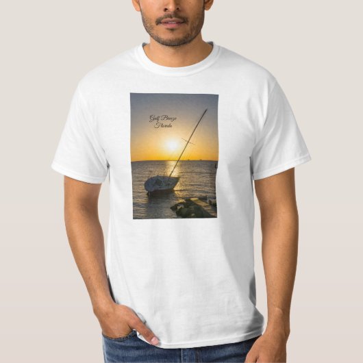 サンセット帆船難破船ガルフブリーズFL Tシャツ (正面)