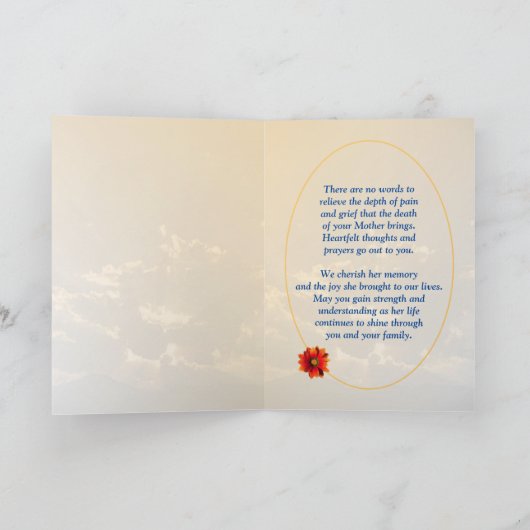サンセット悔やみや弔慰の母を失うためのもの カード (内部)