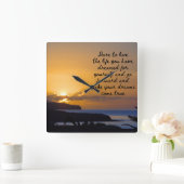 サンセット感動的引用文 スクエア壁時計 (ホーム)