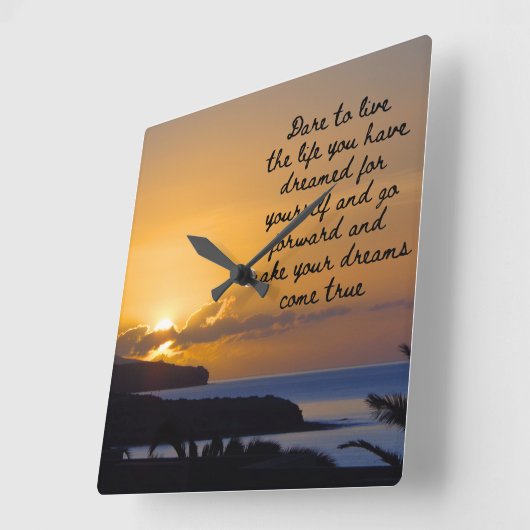 サンセット感動的引用文 スクエア壁時計 (傾斜)