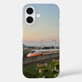 サンセット新幹線：現代の鉄道風景 iPhone 16ケース