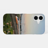 サンセット新幹線：現代の鉄道風景 iPhone 16ケース (裏面横)
