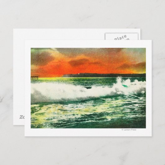 サンセット時のポイントロマの景観 - コロナド、カリフォルニア州 ポストカード (正面/裏面)