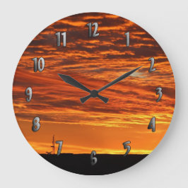 サンセット時計でのワークオーバーリグ（数字あり） ラージ壁時計