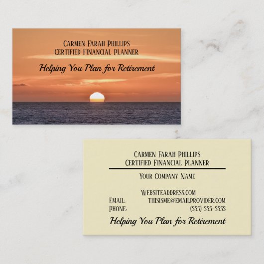 サンセット海ウォーターサンオレンジリタイアメントテンプレート 名刺 (正面/裏面)
