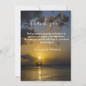 サンセット海シルボートフォトお祝いオブ・ライフ サンキューカード (正面)