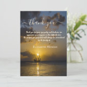 サンセット海シルボートフォトお祝いオブ・ライフ サンキューカード (スタンド正面)