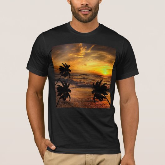 サンセット海シーナリー自然Tシャツの追いかけ Tシャツ (正面)