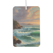 サンセット海シー絵を描スケープのアートワーク カーエアーフレッシュナー (正面)