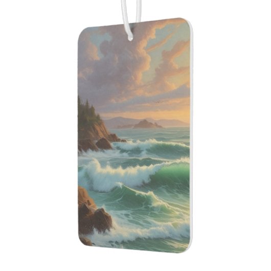 サンセット海シー絵を描スケープのアートワーク カーエアーフレッシュナー (左)