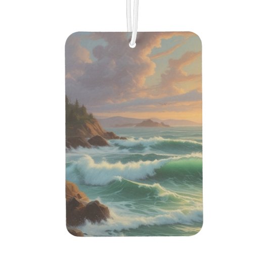 サンセット海シー絵を描スケープのアートワーク カーエアーフレッシュナー (裏面)