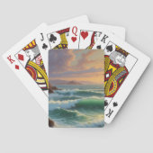 サンセット海シー絵を描スケープのアートワーク トランプ (裏面)