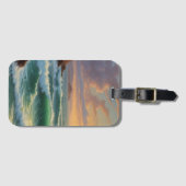 サンセット海シー絵を描スケープのアートワーク ラゲッジタグ (正面横)