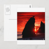 サンセット海スタック血の赤 ポストカード (正面/裏面)