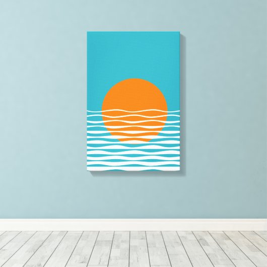 サンセット海ミニマリストアート キャンバスプリント (インサイチュ (ウッドフロア))