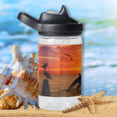 サンセット海レーン、イルカ、シーグルス、ペリカン ウォーターボトル