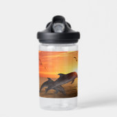 サンセット海レーン、イルカ、シーグルス、ペリカン ウォーターボトル (正面)