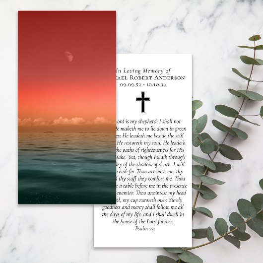 サンセット海写真祈りの言葉メモリアルしおり