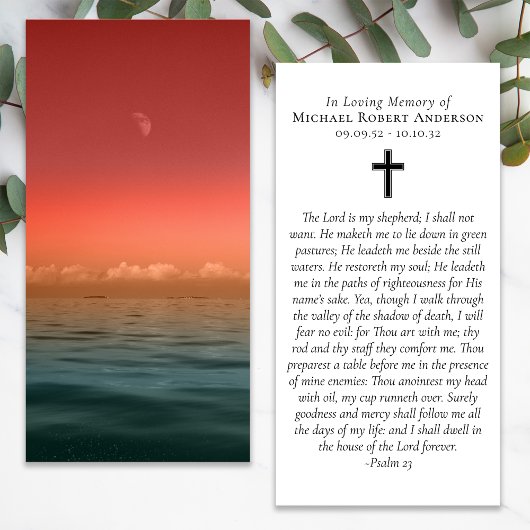 サンセット海写真祈りの言葉メモリアルしおり