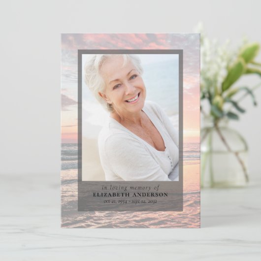 サンセット海写真葬儀 招待状 (スタンド正面)