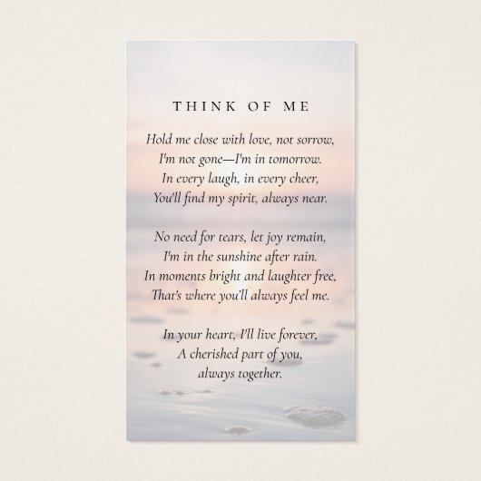 サンセット海写真葬式祈りの言葉カード (裏面)