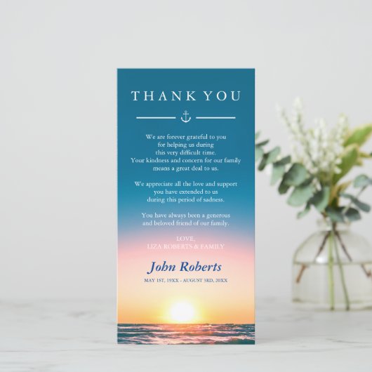 サンセット海波航海の悔やみや弔慰ありがとう サンキューカード (スタンド正面)