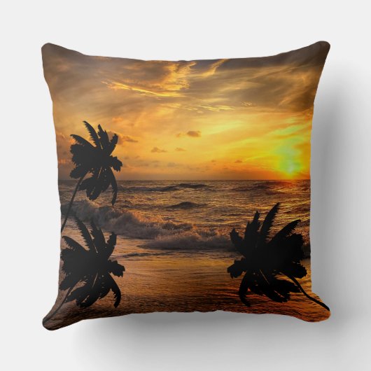 サンセット海風景自然の追跡 クッション (裏面)