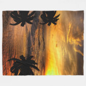 サンセット海風景自然の追跡 フリースブランケット (正面(横))