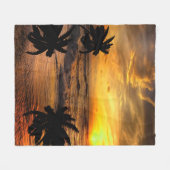 サンセット海風景自然の追跡 フリースブランケット (正面(横))