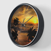 サンセット海風景自然の追跡 壁時計 (傾斜)