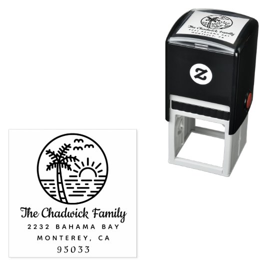 サンセット海Palm Tree Scriptファミリ名アドレス セルフインキングスタンプ (インサイチュ)