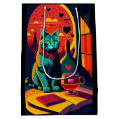 サンセット猫の本とワイン ミディアムペーパーバッグ (裏面)