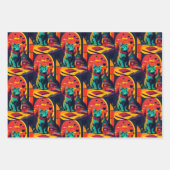 サンセット猫の本とワイン ラッピングペーパーシート (正面2)