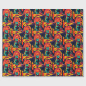 サンセット猫の本とワイン ラッピングペーパー (フラット)