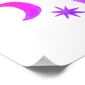 サンセット砂漠おもしろいサボテンピンクのパターン水色 ポスター (角)