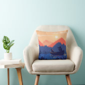 サンセット素朴魚釣りシーン装飾用クッション クッション (椅子)