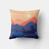 サンセット素朴魚釣りシーン装飾用クッション クッション (裏面)