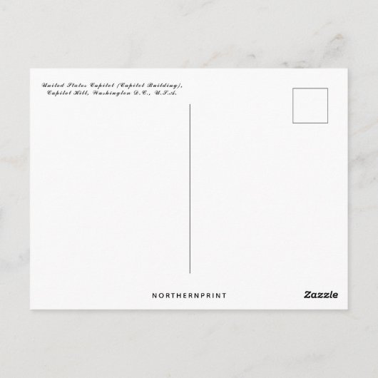 サンセット統一された州キャピトルワシントンD.C. ポストカード (裏面)