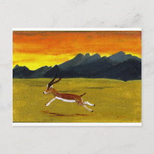 サンセット絵画野生動物 ポストカード