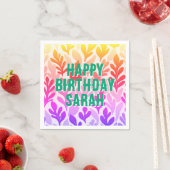 サンセット自然リーフグラデーションハッピーバースデー スタンダードカクテルナプキン (インサイチュ)