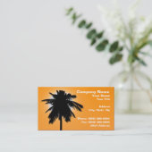 サンセット色の空に対する3Dパームツリー 名刺 (スタンド正面)