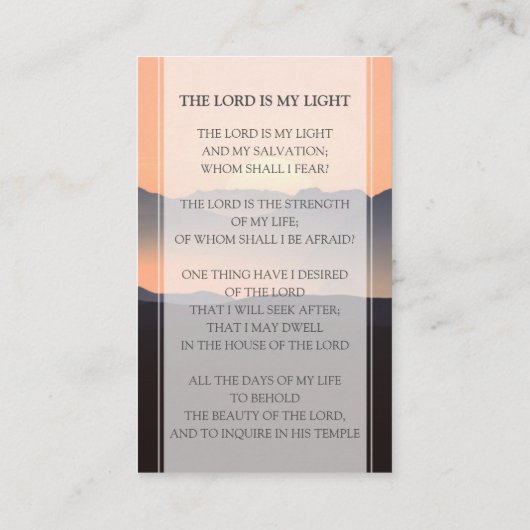 サンセット葬儀祈りの言葉カード |思い出を愛して 名刺 (裏面)