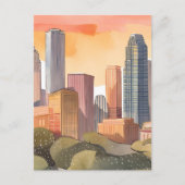 サンセット街並み | 市内天窓の水彩 ポストカード (正面)