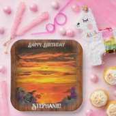 サンセット誕生日2584スクエア ペーパープレート (パーティー)