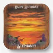 サンセット誕生日2584スクエア ペーパープレート (正面)