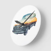 サンセット車の二重被ばく ラウンド壁時計 (傾斜)